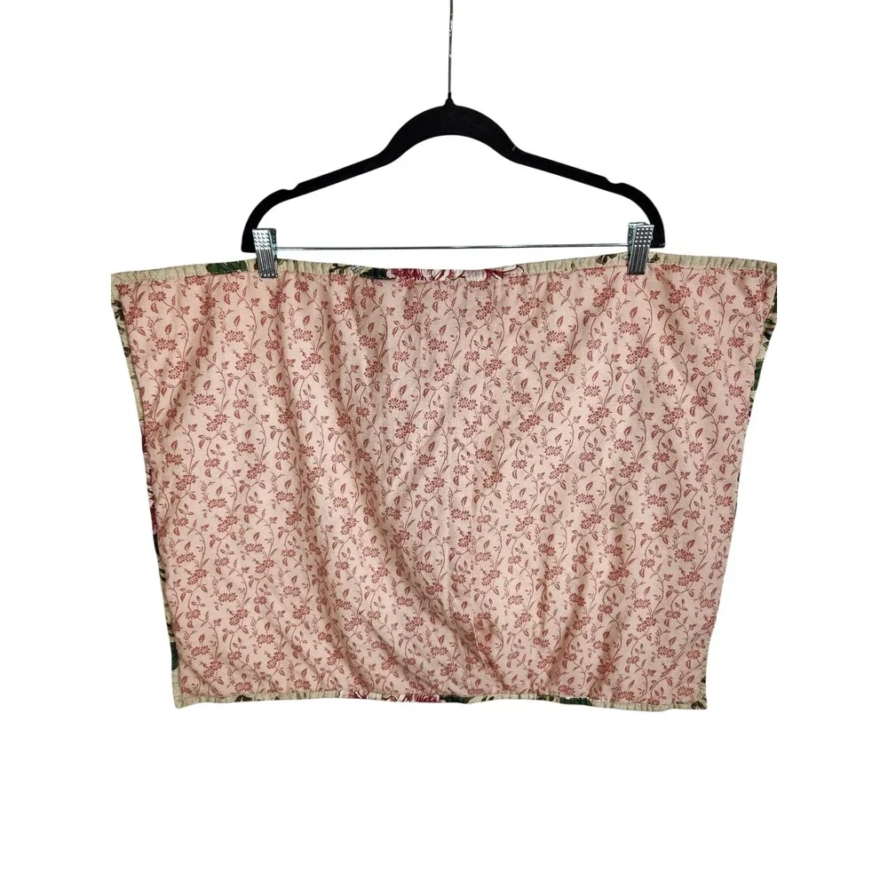 Pottery Barn Euro And Standard Shams Beige Pink Floral Quilted Cotton Linen
